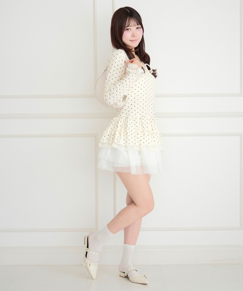 ALLuRing ChaRm(アリュリングチャーム)の「Frill Lace Tiered Layered Dot Top / フリルレースティアードレイヤードドットトップス(シャツ/ブラウス・レディース・ホワイト・FREE)」の16枚目の写真