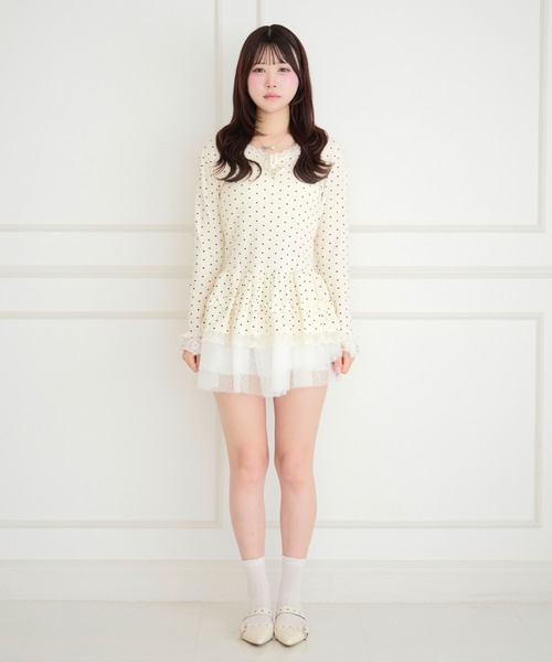 ALLuRing ChaRm(アリュリングチャーム)の「Frill Lace Tiered Layered Dot Top / フリルレースティアードレイヤードドットトップス(シャツ/ブラウス・レディース・ホワイト・FREE)」の18枚目の写真
