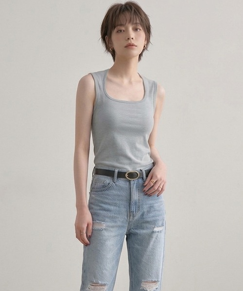by LEGNA(バイレグナ)の「幅広ストラップタンクトップ(タンクトップ・レディース・ホワイト/ブラック/グレー・X-LARGE/LARGE/SMALL/MEDIUM/XX-LARGE)」の4枚目の写真