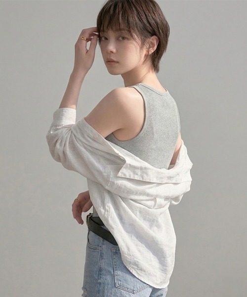 by LEGNA(バイレグナ)の「幅広ストラップタンクトップ(タンクトップ・レディース・ホワイト/ブラック/グレー・X-LARGE/LARGE/SMALL/MEDIUM/XX-LARGE)」の6枚目の写真