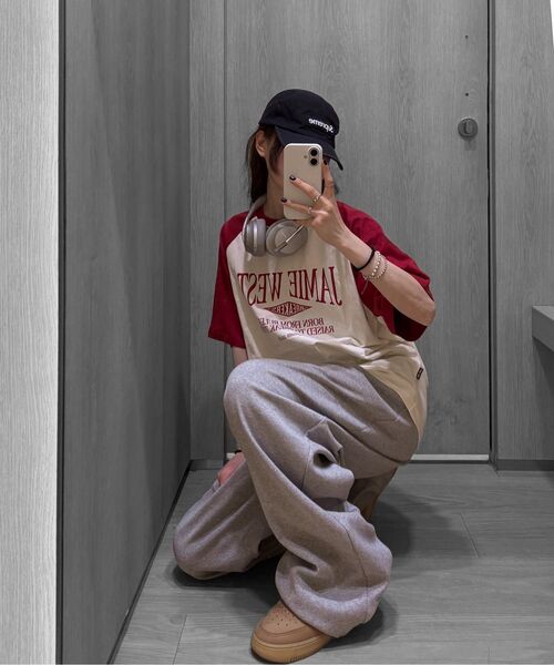 JAMIE WEST(ジェイミーウエスト)の「レトロレタリングレギュラーレグランTシャツ(バーガンディ)(Tシャツ/カットソー・レディース・その他・X-LARGE/MEDIUM/LARGE)」の4枚目の写真