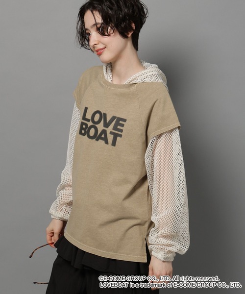 niko and...(ニコアンド)の「【LOVEBOAT(ラブボート)】コラボスプレーTシャツ(Tシャツ/カットソー・レディース・モカ/チャコール・MEDIUM/LARGE)」の2枚目の写真