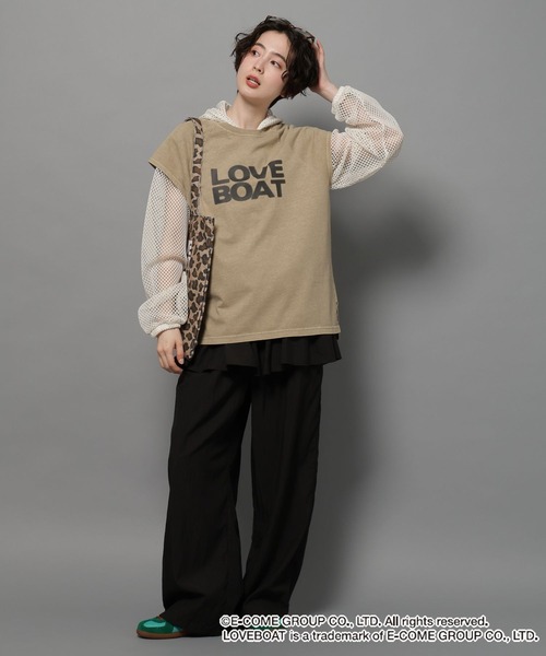 niko and...(ニコアンド)の「【LOVEBOAT(ラブボート)】コラボスプレーTシャツ(Tシャツ/カットソー・レディース・モカ/チャコール・MEDIUM/LARGE)」の10枚目の写真