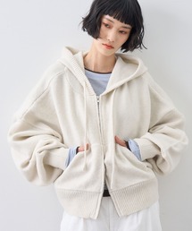 【NOGLE/ノグル】ウール混ダブルZIPドルマンニットパーカー