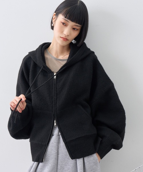 NOGLE(ノグル)の「【NOGLE/ノグル】ウール混ダブルZIPドルマンニットパーカー(パーカー・レディース・グレー/ブラウン/ブラック/ネイビー/ホワイト/レッド/ライトグレー・FREE)」の17枚目の写真