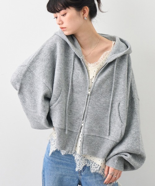 NOGLE(ノグル)の「【NOGLE/ノグル】ウール混ダブルZIPドルマンニットパーカー(パーカー・レディース・グレー/ブラウン/ブラック/ネイビー/ホワイト/レッド/ライトグレー・FREE)」の20枚目の写真