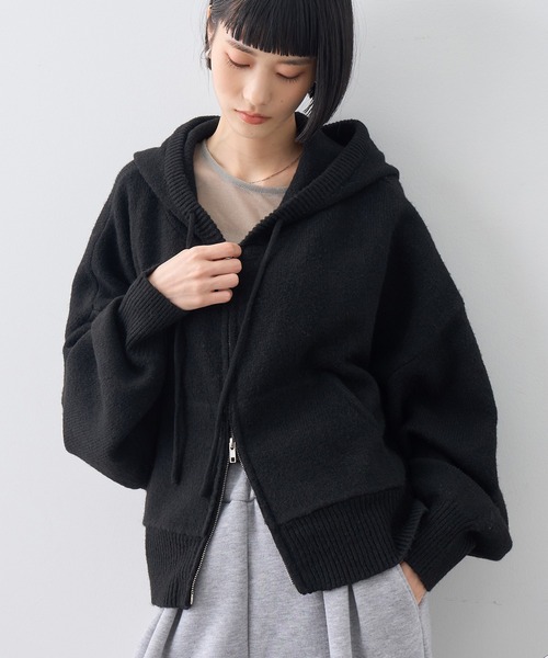NOGLE(ノグル)の「【NOGLE/ノグル】ウール混ダブルZIPドルマンニットパーカー(パーカー・レディース・グレー/ブラウン/ブラック/ネイビー/ホワイト/レッド/ライトグレー・FREE)」の17枚目の写真