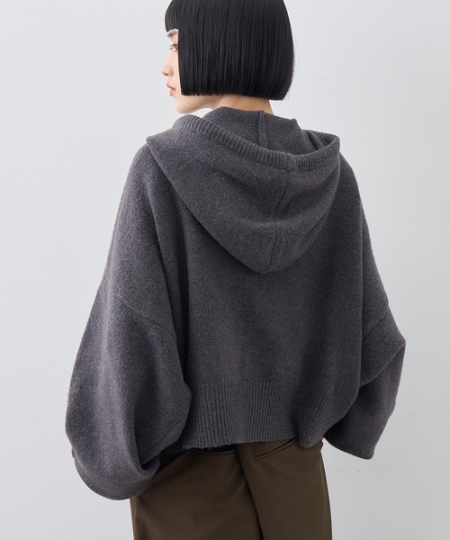 NOGLE(ノグル)の「【NOGLE/ノグル】ウール混ダブルZIPドルマンニットパーカー(パーカー・レディース・グレー/ブラウン/ブラック/ネイビー/ホワイト/レッド/ライトグレー・FREE)」の13枚目の写真