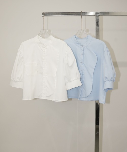 chuclla（チュクラ）の「ウェーブラインパフスリーブブラウス chw26s268（シャツ/ブラウス・レディース・ブルー/ホワイト・FREE）」の17枚目の写真