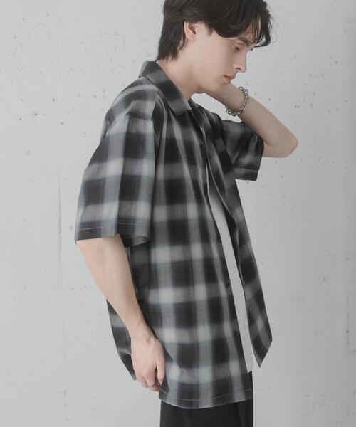 SENSE OF PLACE by URBAN RESEARCH（センスオブプレイスバイアーバンリサーチ）の「オンブレーチェックオープンカラーショートスリーブシャツ（シャツ/ブラウス・メンズ・ブラック/ブラウン/ブルー・LARGE/MEDIUM）」の4枚目の写真