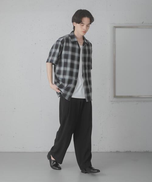 SENSE OF PLACE by URBAN RESEARCH（センスオブプレイスバイアーバンリサーチ）の「オンブレーチェックオープンカラーショートスリーブシャツ（シャツ/ブラウス・メンズ・ブラック/ブラウン/ブルー・LARGE/MEDIUM）」の9枚目の写真