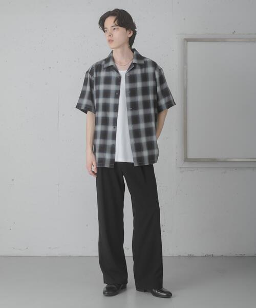SENSE OF PLACE by URBAN RESEARCH（センスオブプレイスバイアーバンリサーチ）の「オンブレーチェックオープンカラーショートスリーブシャツ（シャツ/ブラウス・メンズ・ブラック/ブラウン/ブルー・LARGE/MEDIUM）」の10枚目の写真