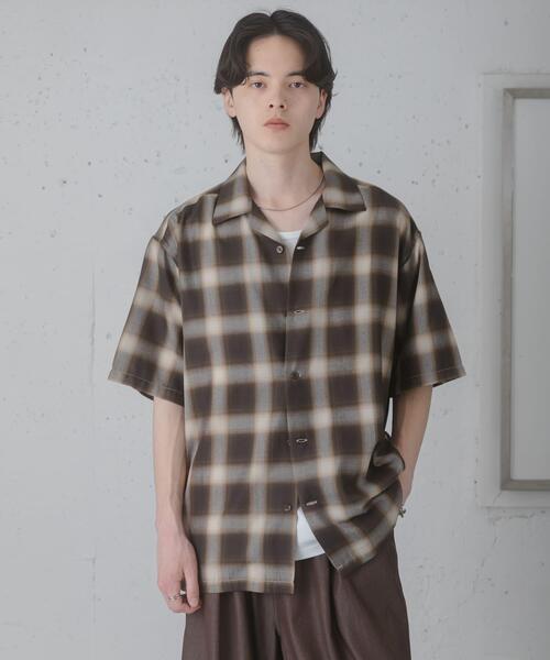 SENSE OF PLACE by URBAN RESEARCH(センスオブプレイスバイアーバンリサーチ)の「オンブレーチェックオープンカラーショートスリーブシャツ(シャツ/ブラウス・メンズ・ブラック/ブラウン/ブルー・LARGE/MEDIUM)」の4枚目の写真