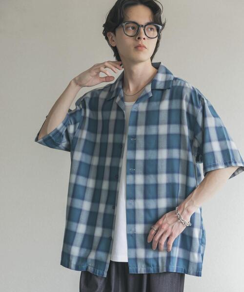 SENSE OF PLACE by URBAN RESEARCH(センスオブプレイスバイアーバンリサーチ)の「オンブレーチェックオープンカラーショートスリーブシャツ(シャツ/ブラウス・メンズ・ブラック/ブラウン/ブルー・LARGE/MEDIUM)」の21枚目の写真