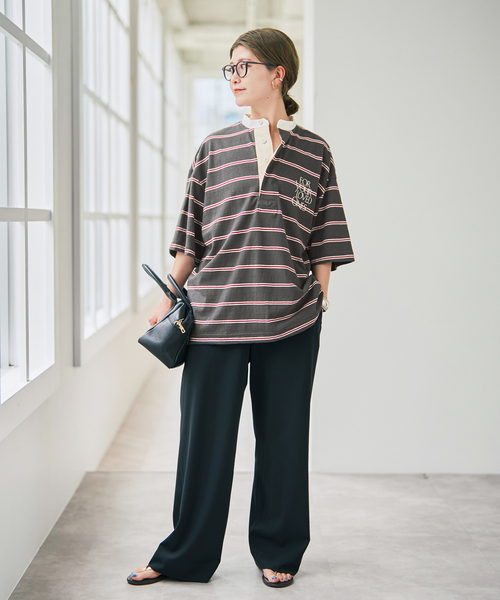 Spick & Span(スピックアンドスパン)の「melple / メイプル Seaview Rugger Shirt(Tシャツ/カットソー・レディース・サックスブルー/ブラック・SMALL)」の3枚目の写真