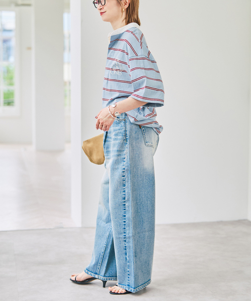 Spick & Span(スピックアンドスパン)の「melple / メイプル Seaview Rugger Shirt(Tシャツ/カットソー・レディース・サックスブルー/ブラック・SMALL)」の15枚目の写真