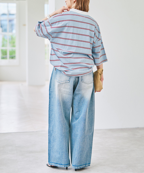 Spick & Span(スピックアンドスパン)の「melple / メイプル Seaview Rugger Shirt(Tシャツ/カットソー・レディース・サックスブルー/ブラック・SMALL)」の16枚目の写真