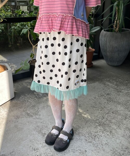 HELLO.SANFRANCISCO(ハローサンフランシスコ)の「【HELLO.SANFRANCISCO/ハローサンフランシスコ】サテンドットチュールミドルスカート(スカート・レディース・オレンジ/ブラウン/ホワイト・ONE SIZE)」の4枚目の写真