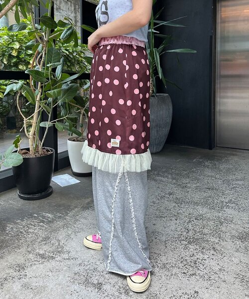 HELLO.SANFRANCISCO(ハローサンフランシスコ)の「【HELLO.SANFRANCISCO/ハローサンフランシスコ】サテンドットチュールミドルスカート(スカート・レディース・オレンジ/ブラウン/ホワイト・ONE SIZE)」の16枚目の写真