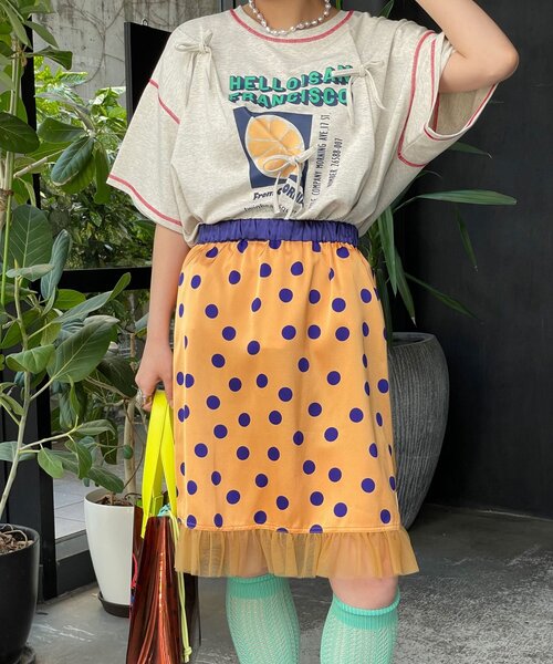 HELLO.SANFRANCISCO(ハローサンフランシスコ)の「【HELLO.SANFRANCISCO/ハローサンフランシスコ】サテンドットチュールミドルスカート(スカート・レディース・オレンジ/ブラウン/ホワイト・ONE SIZE)」の22枚目の写真