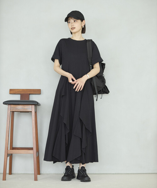 Firsthand(ファーストハンド)の「Firsthand/ファーストハンド オーガニックコットン ドレープフレア ワンピース(ワンピース・レディース・ブラック/チャコールグレー/ブラウン・FREE)」の9枚目の写真