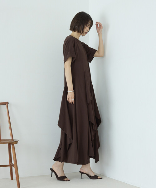 Firsthand(ファーストハンド)の「Firsthand/ファーストハンド オーガニックコットン ドレープフレア ワンピース(ワンピース・レディース・ブラック/チャコールグレー/ブラウン・FREE)」の16枚目の写真