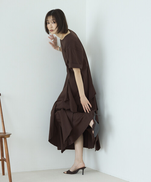 Firsthand(ファーストハンド)の「Firsthand/ファーストハンド オーガニックコットン ドレープフレア ワンピース(ワンピース・レディース・ブラック/チャコールグレー/ブラウン・FREE)」の15枚目の写真