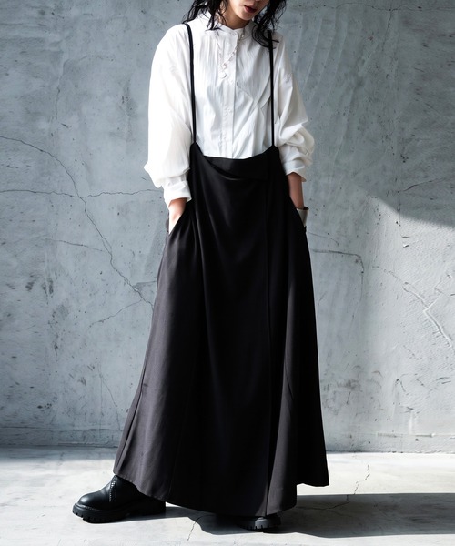 antiqua(アンティカ)の「2WAY サロペット ワンピース スカート(サロペット/オーバーオール・レディース・ブラック・ONESIZE)」の2枚目の写真