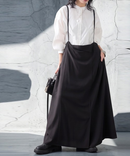 antiqua(アンティカ)の「2WAY サロペット ワンピース スカート(サロペット/オーバーオール・レディース・ブラック・ONESIZE)」の4枚目の写真