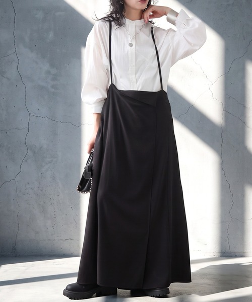 antiqua(アンティカ)の「2WAY サロペット ワンピース スカート(サロペット/オーバーオール・レディース・ブラック・ONESIZE)」の16枚目の写真