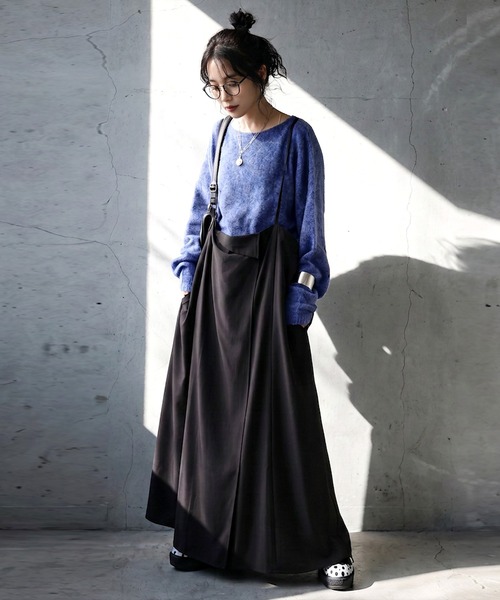 antiqua(アンティカ)の「2WAY サロペット ワンピース スカート(サロペット/オーバーオール・レディース・ブラック・ONESIZE)」の18枚目の写真