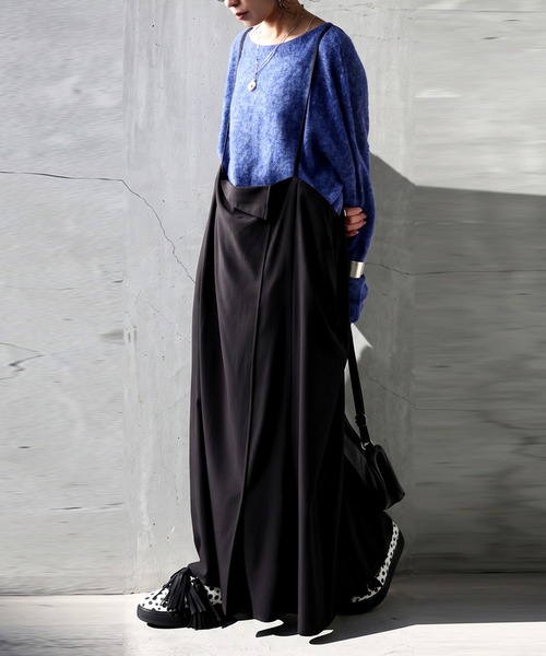 antiqua(アンティカ)の「2WAY サロペット ワンピース スカート(サロペット/オーバーオール・レディース・ブラック・ONESIZE)」の8枚目の写真