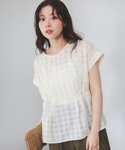le.coeur blanc(ルクールブラン)の「ギンガムウエストギャザーブラウス(シャツ/ブラウス・レディース・ホワイト系その他/ブラック系その他/ブラウン系その他2・38)」の1枚目の写真