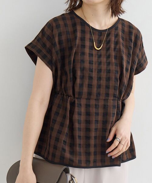 le.coeur blanc(ルクールブラン)の「ギンガムウエストギャザーブラウス(シャツ/ブラウス・レディース・ホワイト系その他/ブラック系その他/ブラウン系その他2・38)」の3枚目の写真