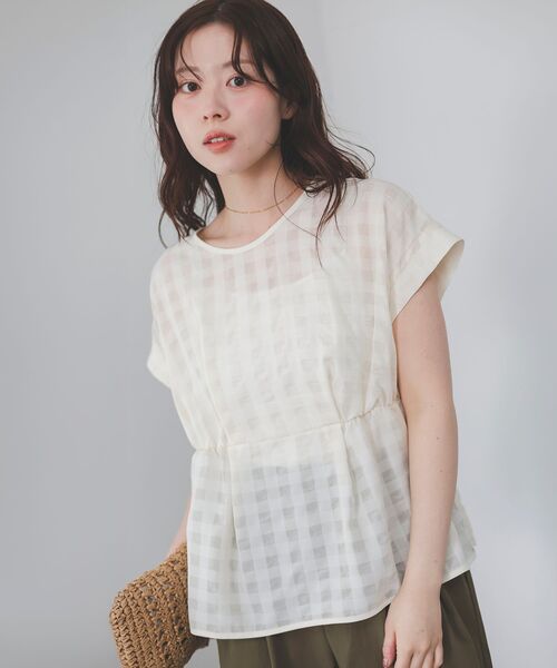 le.coeur blanc(ルクールブラン)の「ギンガムウエストギャザーブラウス(シャツ/ブラウス・レディース・ホワイト系その他/ブラック系その他/ブラウン系その他2・38)」の16枚目の写真