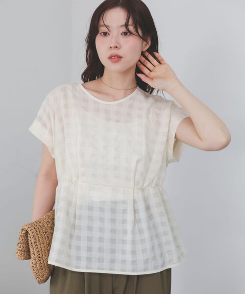 le.coeur blanc(ルクールブラン)の「ギンガムウエストギャザーブラウス(シャツ/ブラウス・レディース・ホワイト系その他/ブラック系その他/ブラウン系その他2・38)」の17枚目の写真