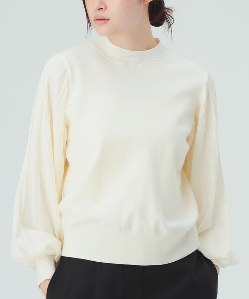BEAMS HEART(ビームスハート)の「袖 消しプリーツ ニット プルオーバー(ニット/セーター・レディース・オフホワイト/ブラック/レッド系その他4/オリーブ・FREE)」の22枚目の写真