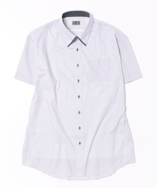 TOKYO SHIRTS(トウキョウシャツ)の「【Layered Cool】【吸水速乾】 形態安定ノンアイロン ボタンダウン 半袖ビジネスワイシャツ (大きいサイズ)(ビジネスシャツ・メンズ・グレー・首回り47cm/首回り45cm)」の6枚目の写真
