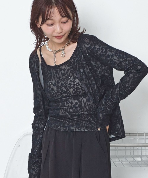 mul.（ムル）の「レースキャミカーディガンセット（Tシャツ/カットソー・レディース・ブラック/ホワイト・FREE）」の19枚目の写真