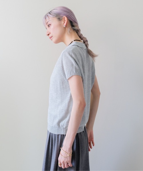 DOLLUPOOPS(ドールアップウップス)の「Summer Knit Polo Top(サマーニットポロトップス)(ポロシャツ・レディース・ネイビー/グレー/イエロー・FREE)」の6枚目の写真