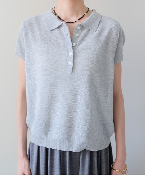 DOLLUPOOPS(ドールアップウップス)の「Summer Knit Polo Top(サマーニットポロトップス)(ポロシャツ・レディース・ネイビー/グレー/イエロー・FREE)」の11枚目の写真