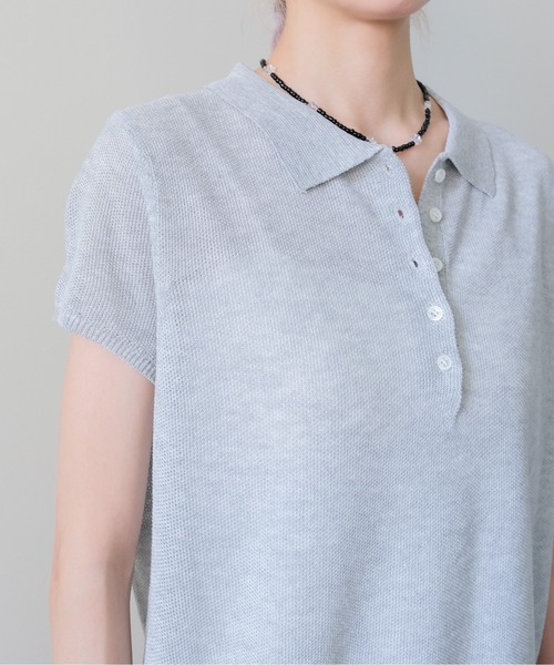 DOLLUPOOPS(ドールアップウップス)の「Summer Knit Polo Top(サマーニットポロトップス)(ポロシャツ・レディース・ネイビー/グレー/イエロー・FREE)」の12枚目の写真