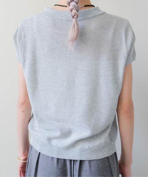 DOLLUPOOPS(ドールアップウップス)の「Summer Knit Polo Top(サマーニットポロトップス)(ポロシャツ・レディース・ネイビー/グレー/イエロー・FREE)」の13枚目の写真