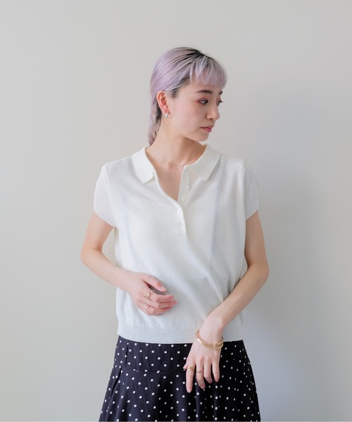 DOLLUPOOPS(ドールアップウップス)の「Summer Knit Polo Top(サマーニットポロトップス)(ポロシャツ・レディース・ネイビー/グレー/イエロー・FREE)」の20枚目の写真