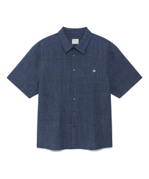 TCM mini logo textured half shirt (navy)