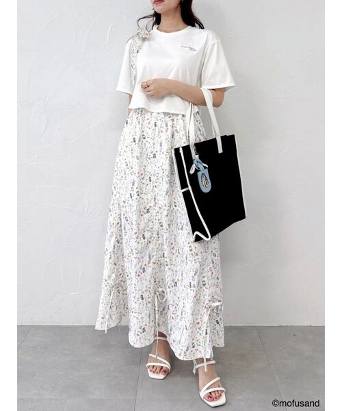dazzlin(ダズリン)の「【mofusandコラボ】リボンショルダーロゴTシャツ(Tシャツ/カットソー・レディース・ネイビー/ブルー/オフホワイト・FREE)」の8枚目の写真