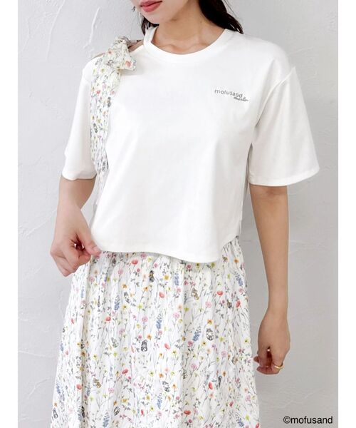 dazzlin(ダズリン)の「【mofusandコラボ】リボンショルダーロゴTシャツ(Tシャツ/カットソー・レディース・ネイビー/ブルー/オフホワイト・FREE)」の14枚目の写真