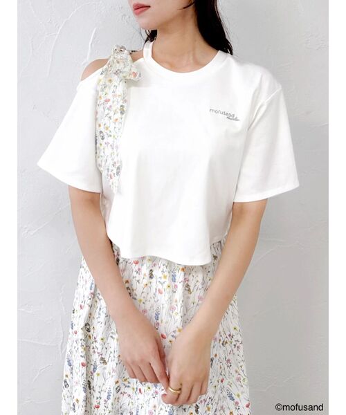 dazzlin(ダズリン)の「【mofusandコラボ】リボンショルダーロゴTシャツ(Tシャツ/カットソー・レディース・ネイビー/ブルー/オフホワイト・FREE)」の15枚目の写真