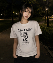QT8 GARMENTS（キューティーエイトガーメント）の「LB One Bullet Washed Tee (Ivory)（Tシャツ/カットソー）」