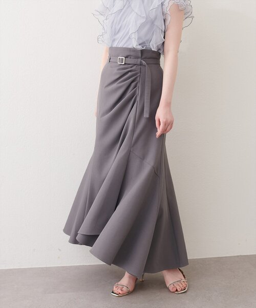 natural couture(ナチュラルクチュール)の「〈mizukoto〉ドレープデザインマーメイドスカート(スカート・レディース・ベージュ/オフホワイト/チャコールグレー・SMALL/FREE)」の2枚目の写真